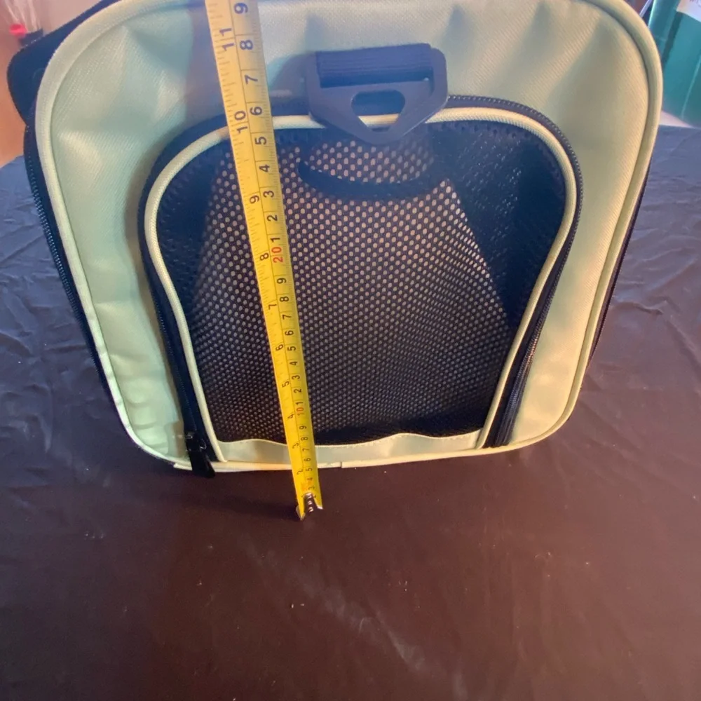 Soft-Lined Pet Carrier Backpack in Light Green and Black